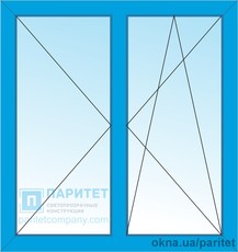 Двустворчатое левое поворотное - правое поворотно откидное окно 